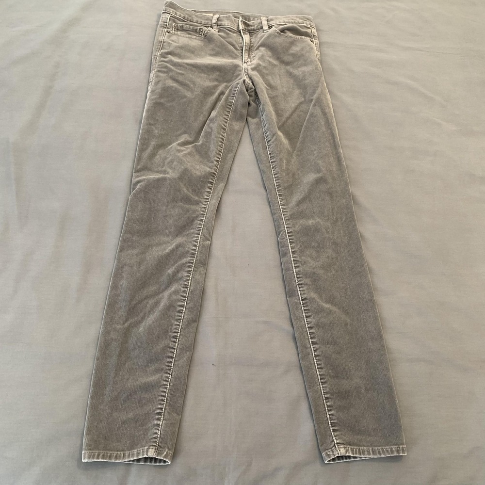 Gap "1969" Pants Womens 28R Gray Corduroy Modern Stretch True Skinny Casual‎